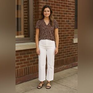 Brown Floral Short sleeve Top